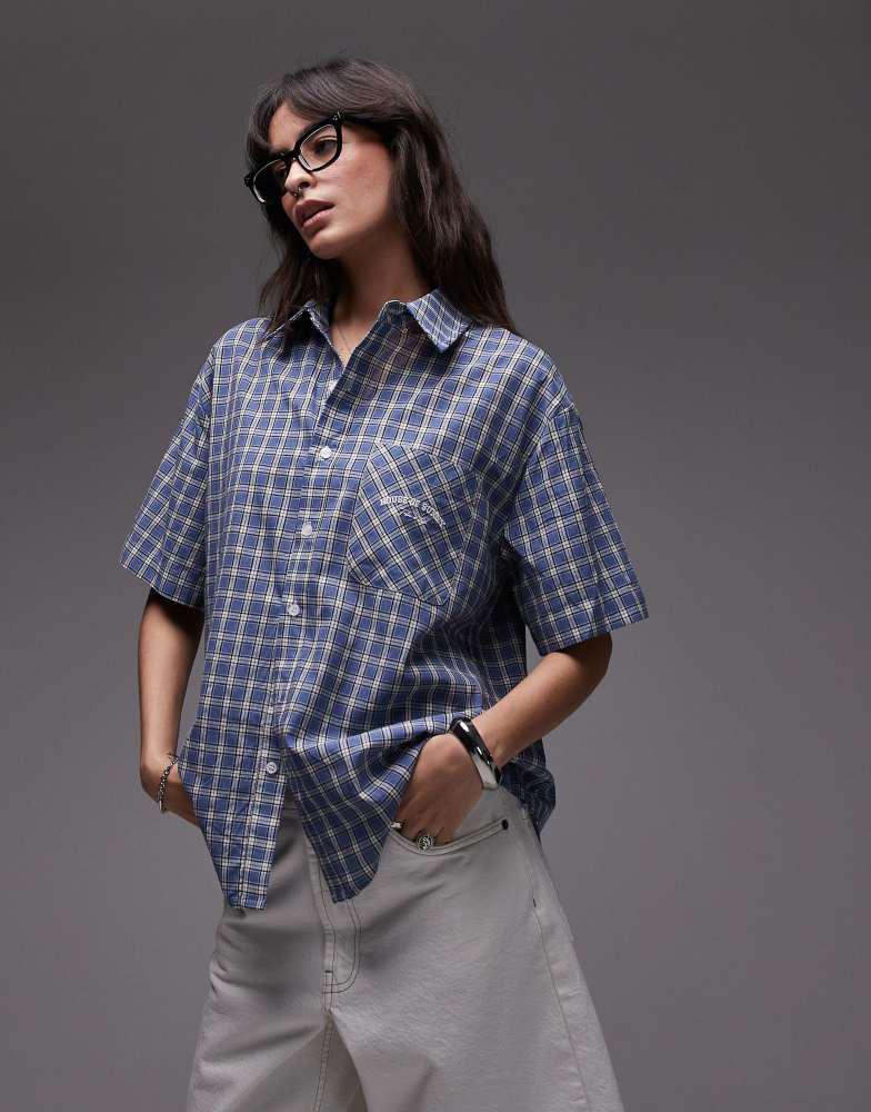 House Of Sunny House of Sunny grandad check button through shirt in multi