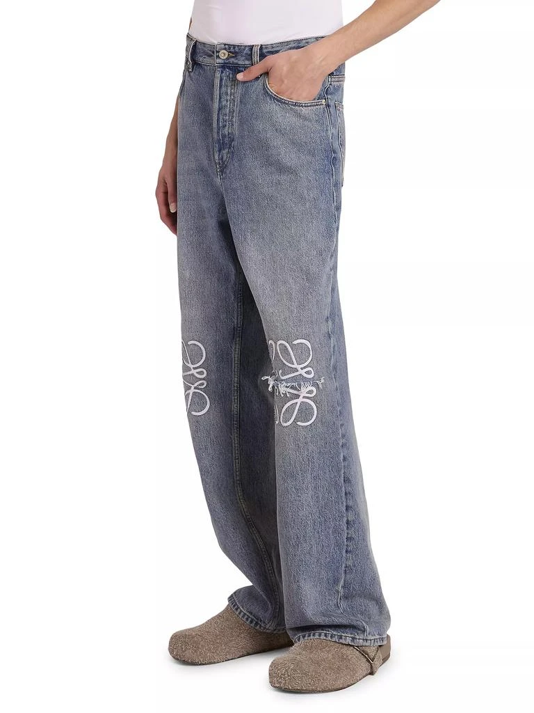 Loewe Embroidered Anagram Straight-Leg Jeans 4