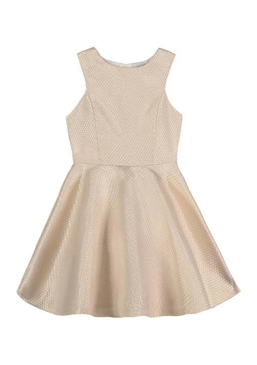 Calvin Klein Klein Girls 7 16 Gold Metallic Jacquard Dress 1