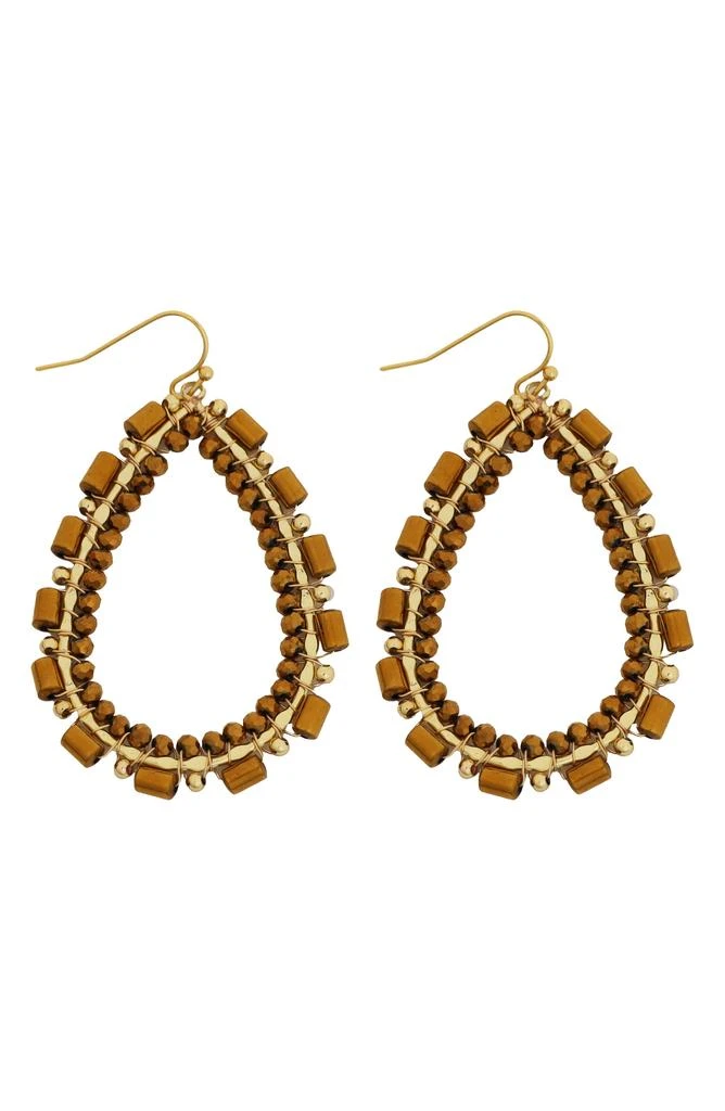 Panacea Brown Crystal Beaded Teardrop Earrings