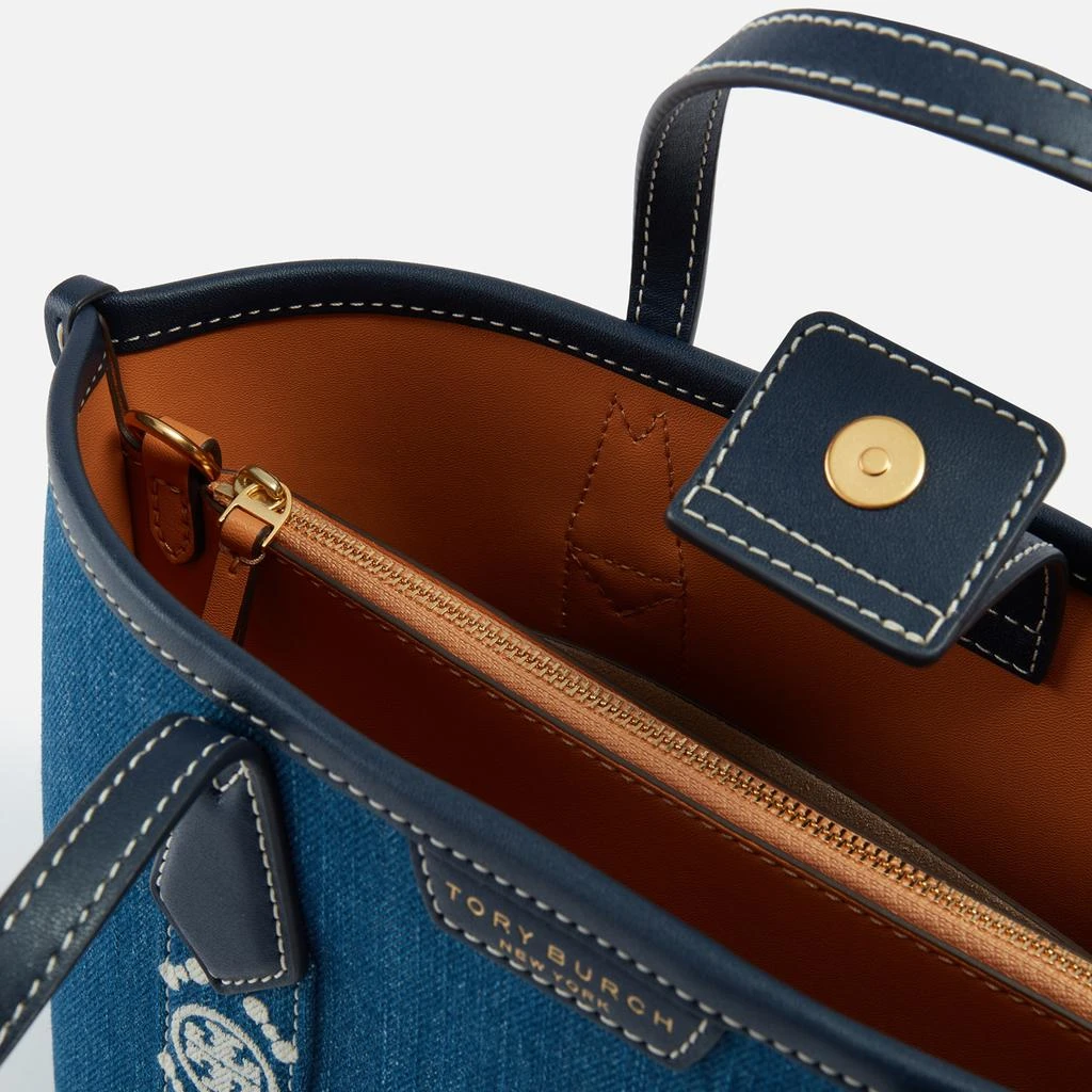 Tory Burch Perry Denim Triple-Compartment Small Tote Bag 5