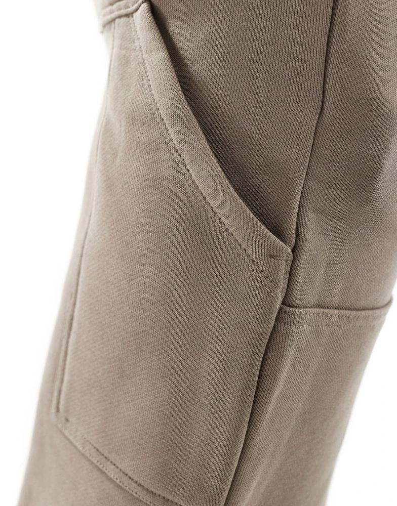 ASOS ASOS DESIGN wide leg carpenter joggers in brown - BROWN 5