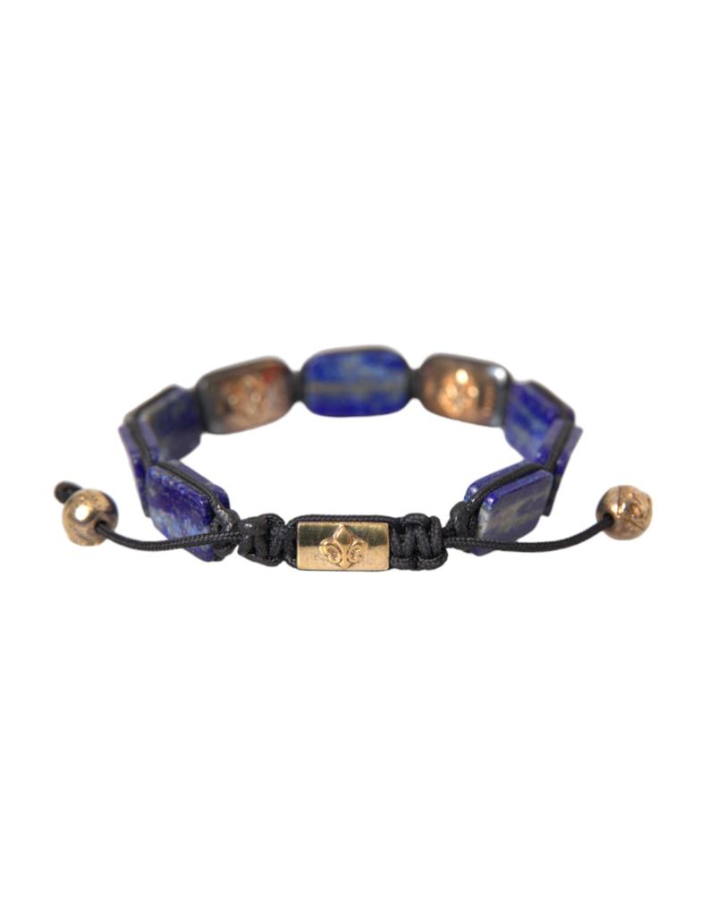 Nialaya Flat Bead  Lapis  CZ 925 Bracelet Men's Mens
