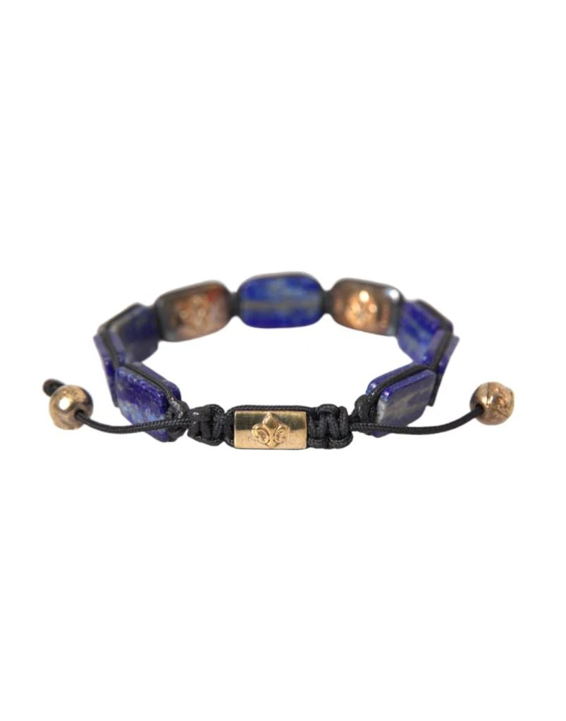 Nialaya Flat Bead  Lapis  CZ 925 Bracelet Men's Mens 1