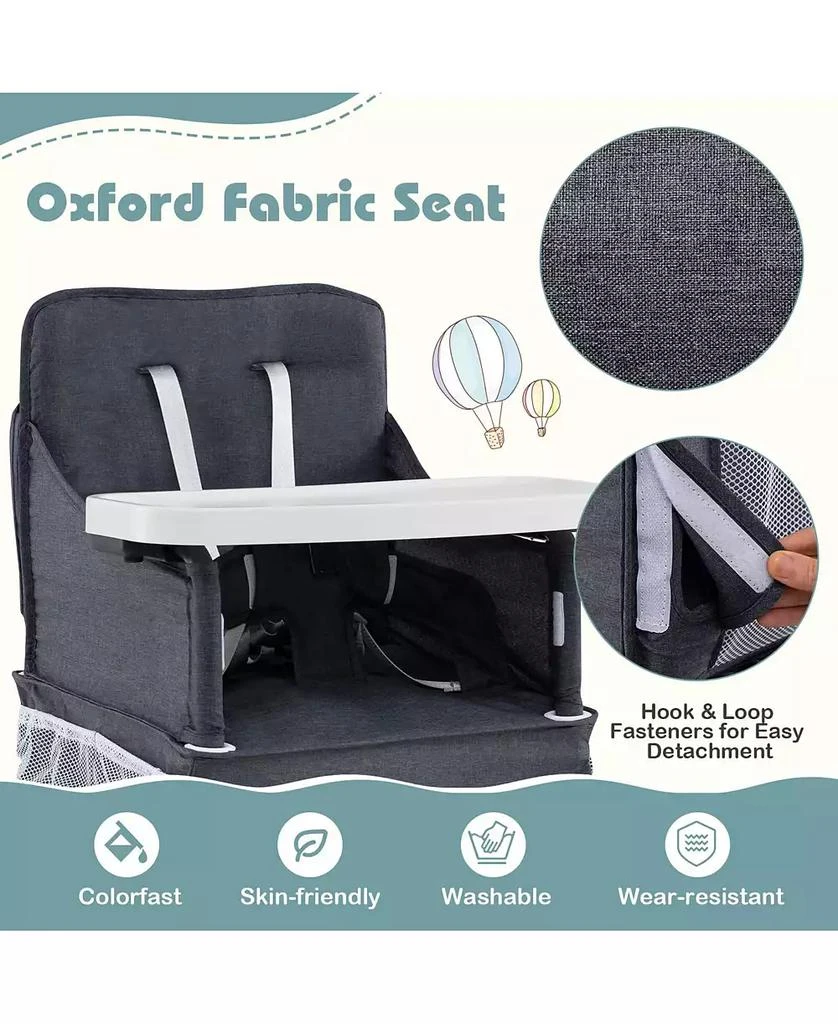 Costway Toddler Folding High Chair with 2-position Tray Adjustable Safety Baffle 5