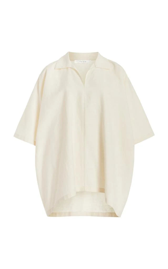 The Row The Row - Wen Oversized Wool-Silk-Linen Top - Neutral - L - Moda Operandi 1