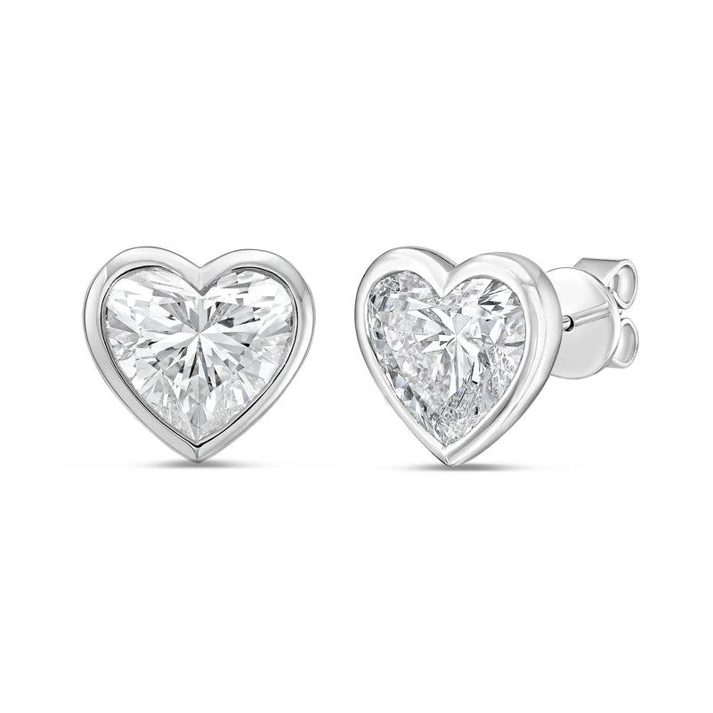 Diana M Jewels 14KT WHITE GOLD LAB GROWN heart shape STUDS IN A BEZEL SETTING WEIGHING 1.50 CTS TW 2