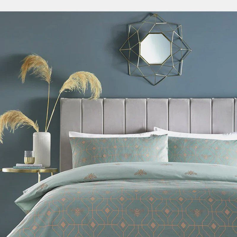 Furn Bee Deco Geometric Duvet Set Eau De Nil (Queen) (UK King) QUEEN 1
