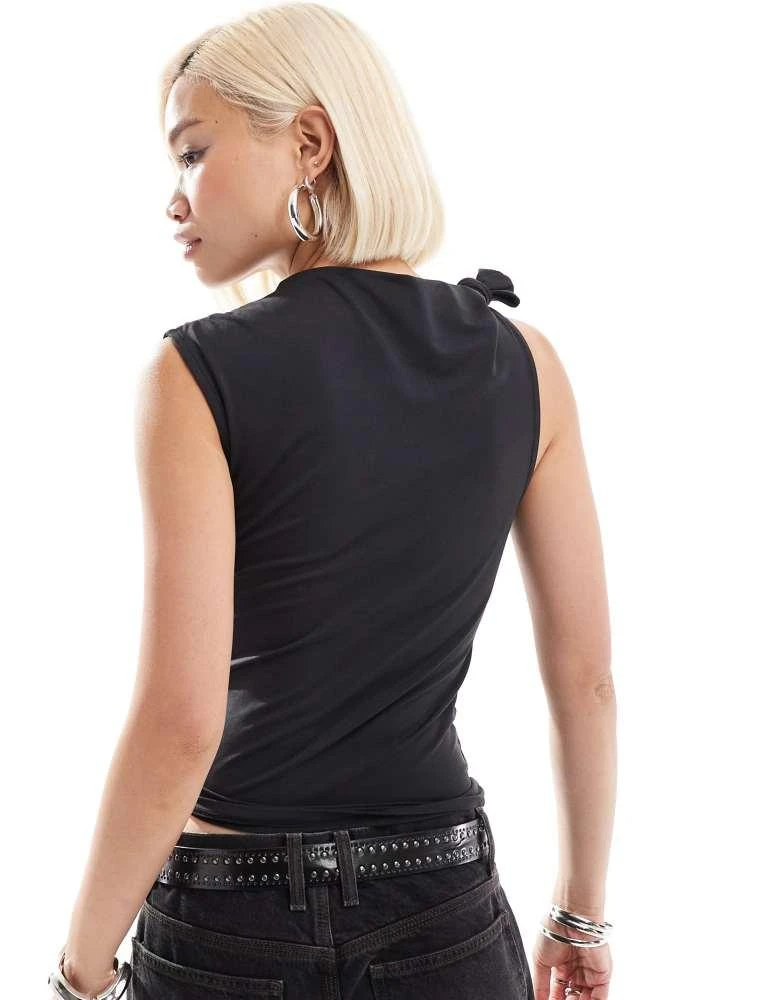COLLUSION COLLUSION slinky knot detail tank top in black 3