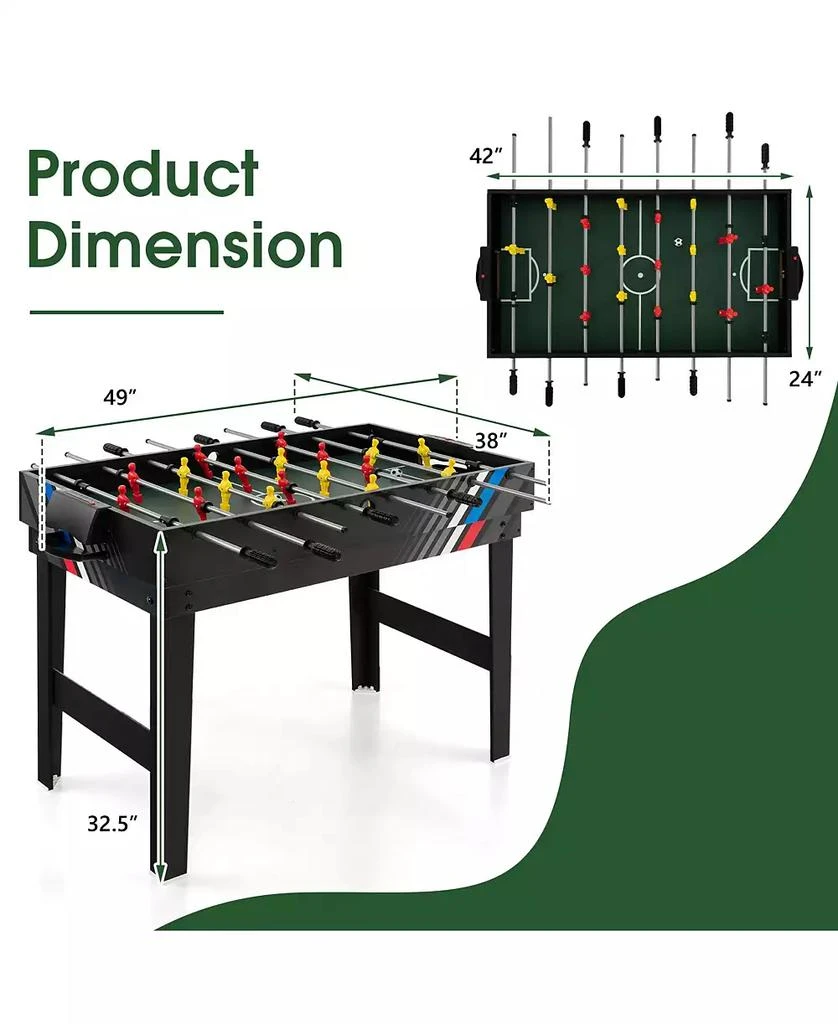 Costway 4-in-1 Combo Game Table 49" Foosball with Pool Billiards Air Hockey Table Tennis 3