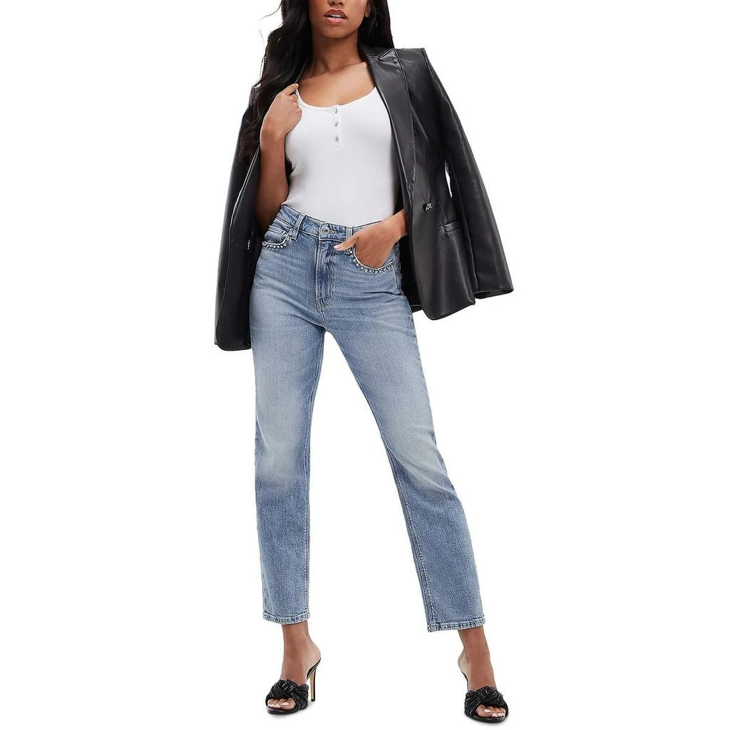 GUESS Womens Embellished Straight Leg Straight Leg Jeans 3