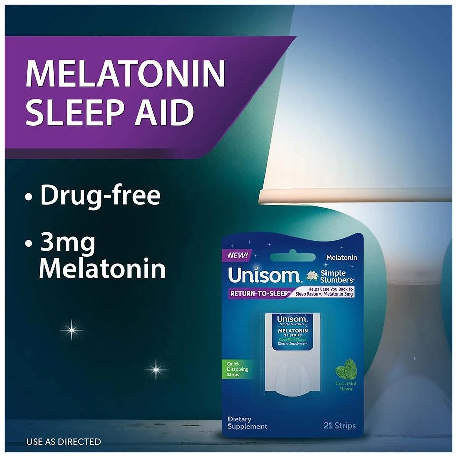 Unisom Simple Slumbers Return-to-Sleep Dissolving Strips, Melatonin 3 mg Mint 4