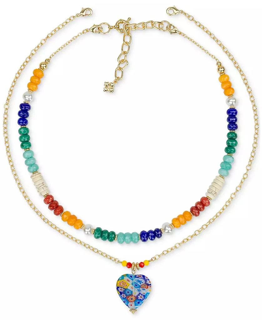 Patricia Nash Gold-Tone 2-Pc. Set Beaded & Heart Pendant Convertible Layered Necklace, 19" + 3" extender 5