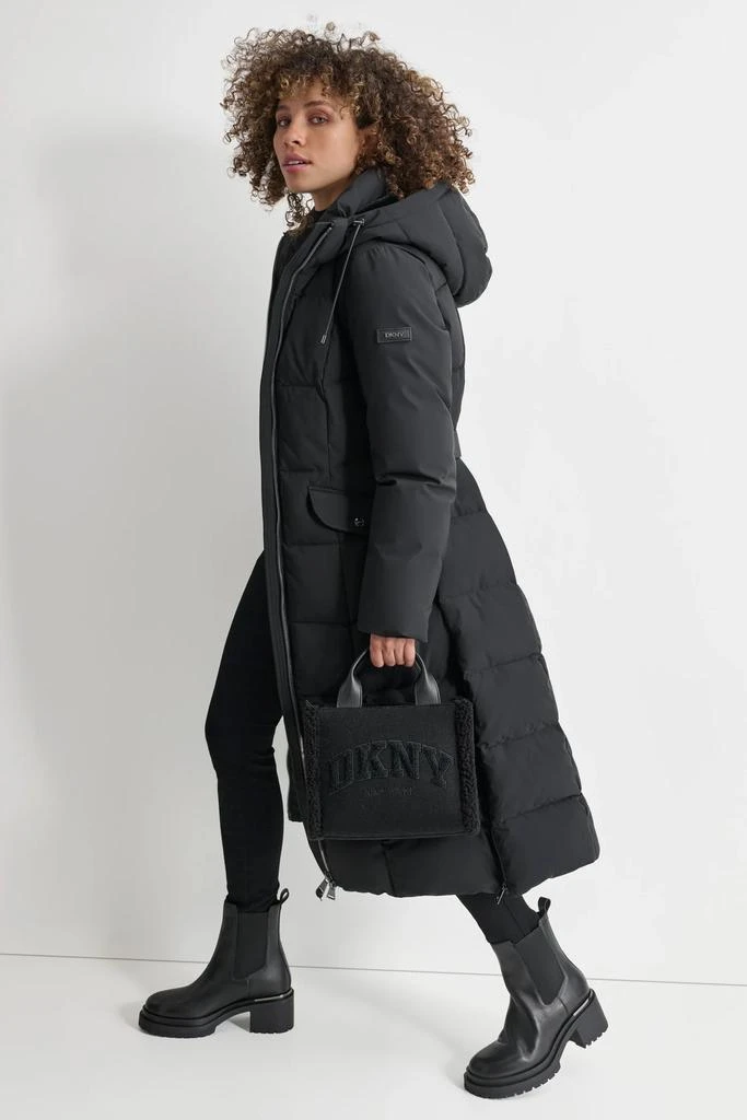 DKNY BOX QUILT LONG PUFFER WITH BELT 4