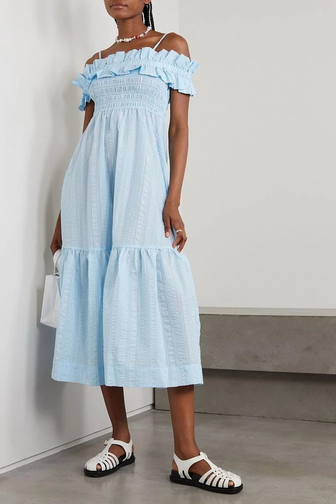 ganni dress sale Bordeaux Acetate Casual The dress is finished with a low back and is made from striped cotton Sale | Women's GANNI Dresses