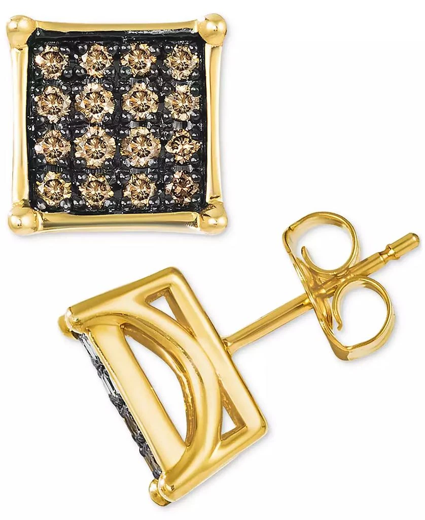 Le Vian Chocolatier® Men
s Chocolate Diamond Square Cluster Stud Earrings (1/2 ct. t.w.) in 14k Gold 2