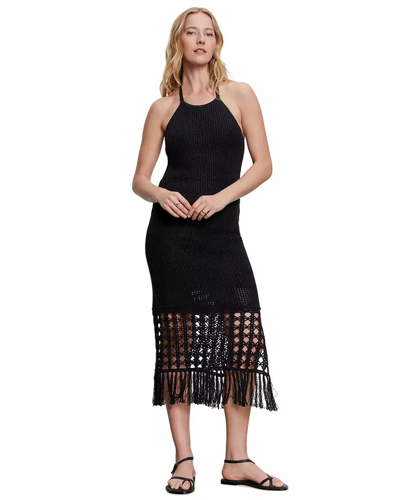 Sanctuary Women's Promenade Cotton Crochet Fringe-Hem Dress