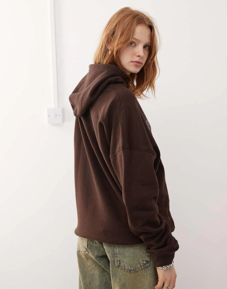 Motel Motel oversized slogan hoodie in bitter chocolate 3