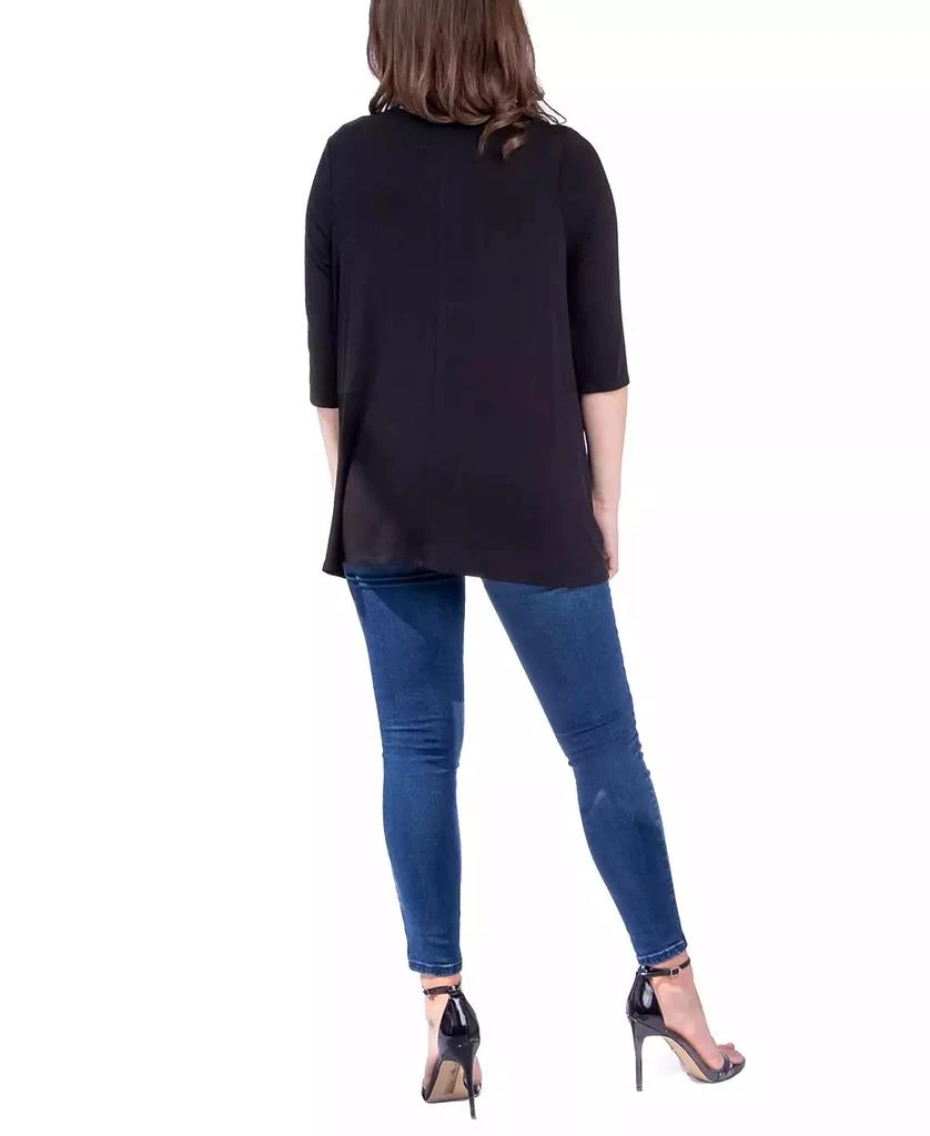 24seven Comfort Apparel Women's Open Front Elbow Length Sleeve Cardigan Sweater 2