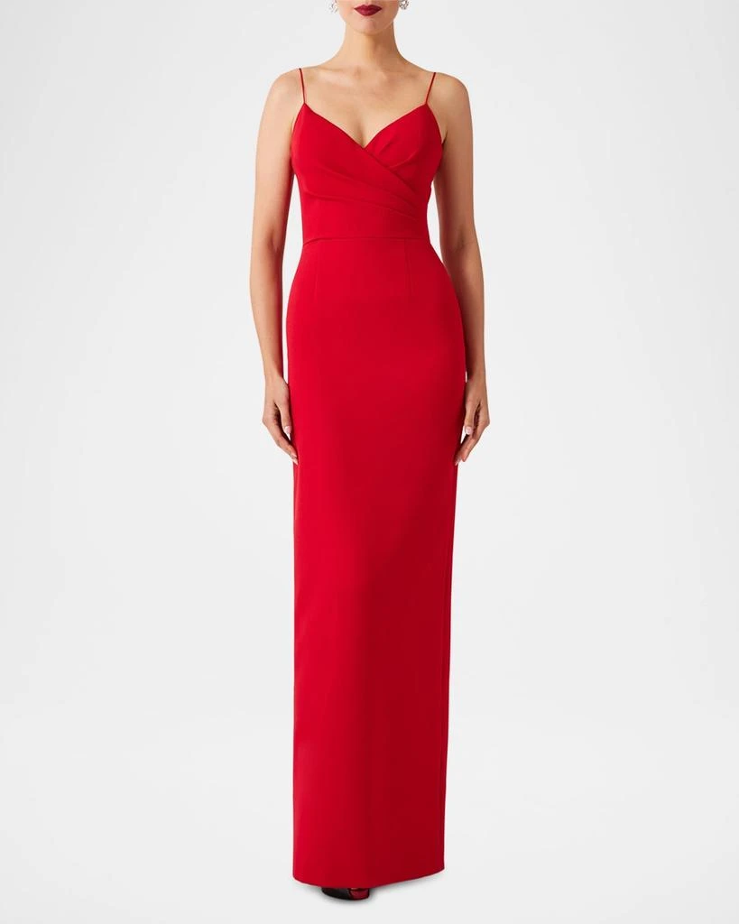 Teri Jon Draped Tie-Neck Cape Column Gown 5
