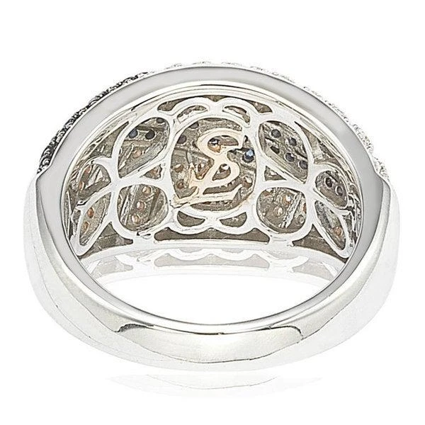 Suzy Levian Suzy Levian Sterling Silver Created Blue Sapphire Pave Crossover Ring 2