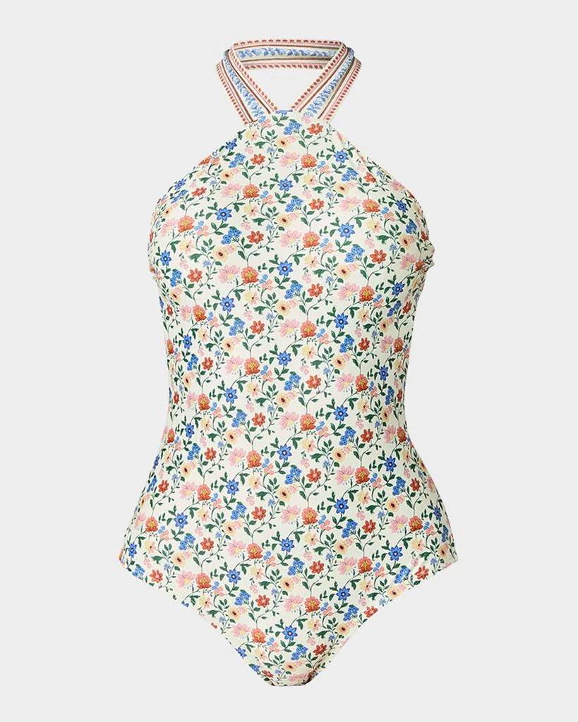 Shoshanna Floral High Neck One-Piece Swimsuit 1