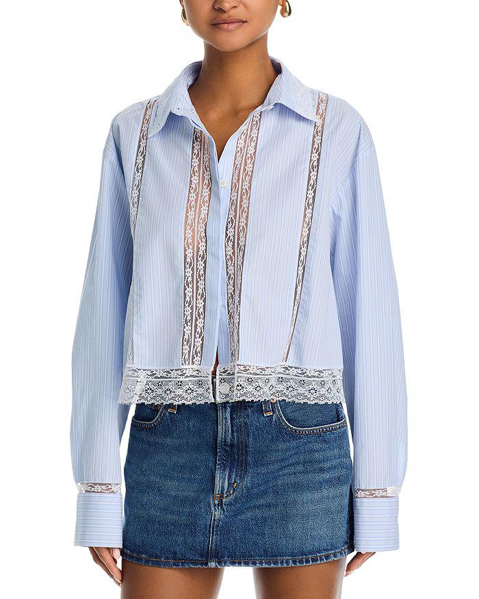 LOVESHACKFANCY Delano Lace Trim Shirt