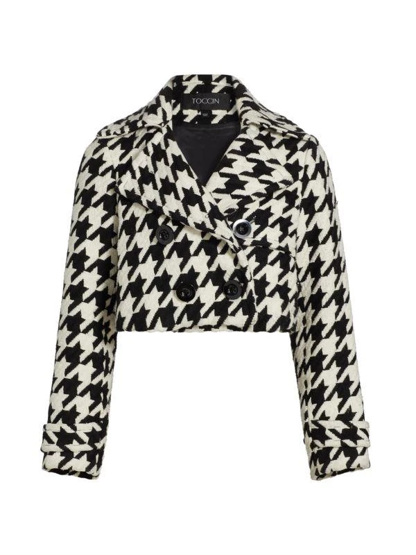 Alice by Temperley Ally Houndstooth Double-Breasted Cropped Jacket 5