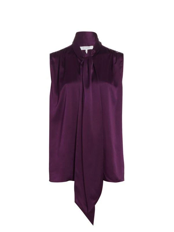 FRAME Femme Tieneck Silk Sleeveless Blouse 6