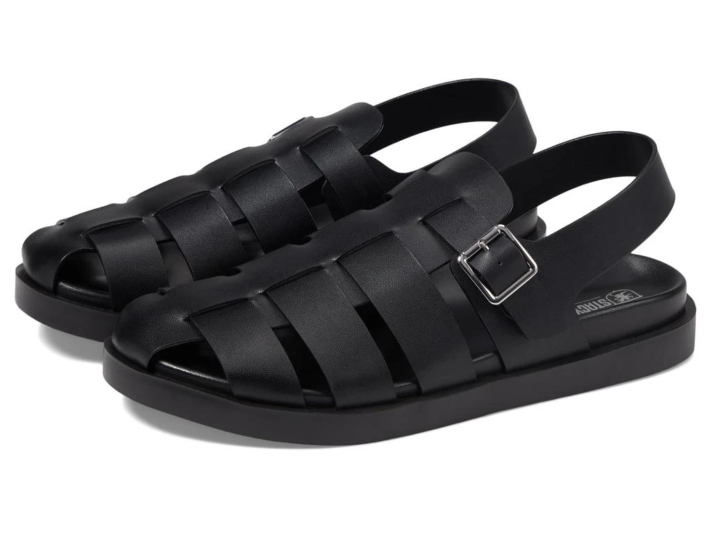 Men\'s All Black Imported Faux Leather Montego Slingback Buckle Sandal Montego Slingback Buckle Sandal Men main image 3