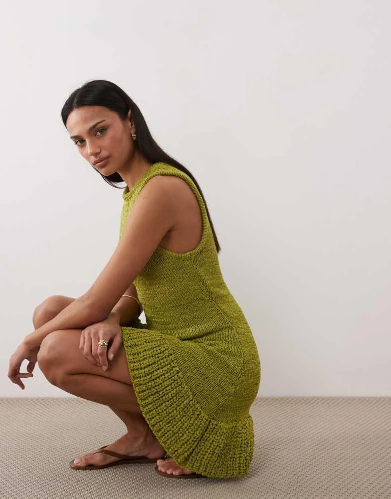 ASOS ASOS DESIGN tape yarn dress with frill hem in green - Dresses & Skirts  - Compare Prices from 8+ Stores - BeyondStyle