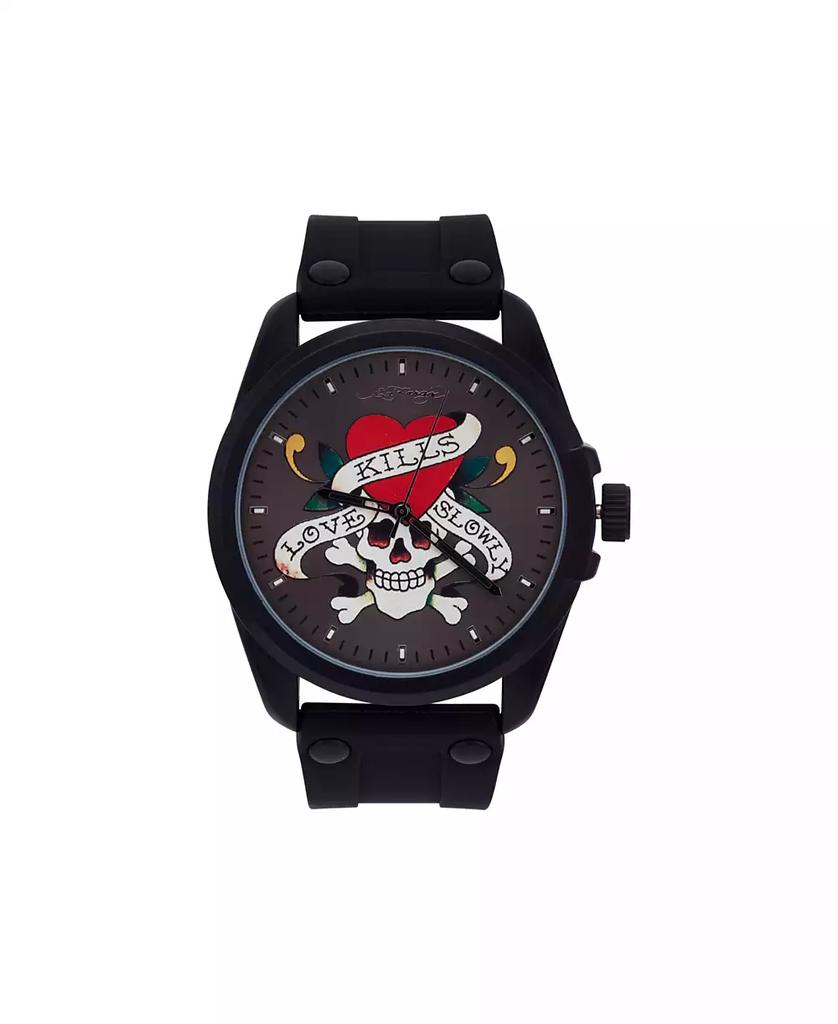 Ed Hardy Men's Matte Black Silicone Strap Watch
