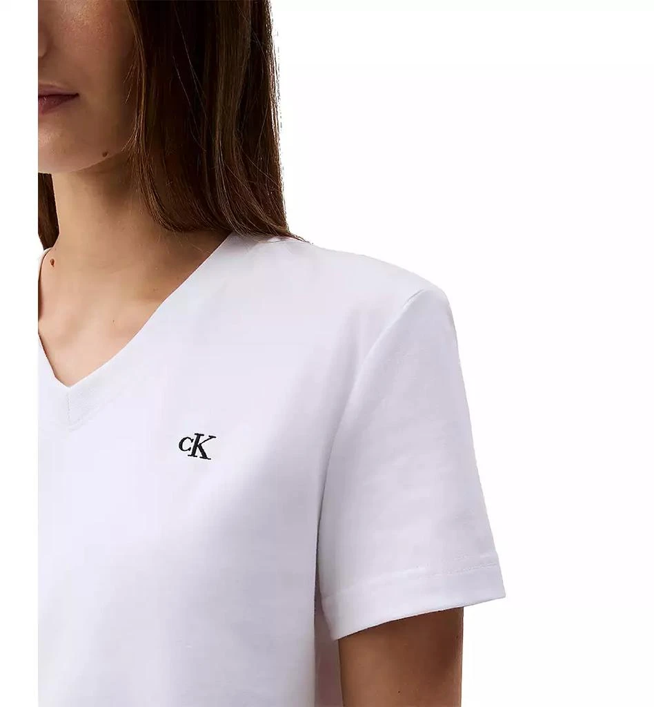 Calvin Klein Women's V-Neck Embroidered Logo T-Shirt 4