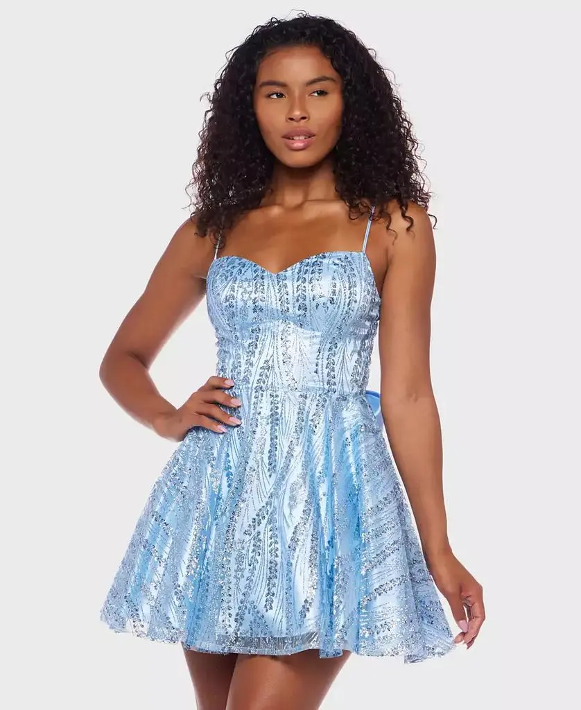 Alex & Sophia Juniors' Glitter Fit & Flare Dress - Light Blue - 15/16 Alex & Sophia Juniors' Glitter Fit & Flare Dress - Light Blue - 15/16