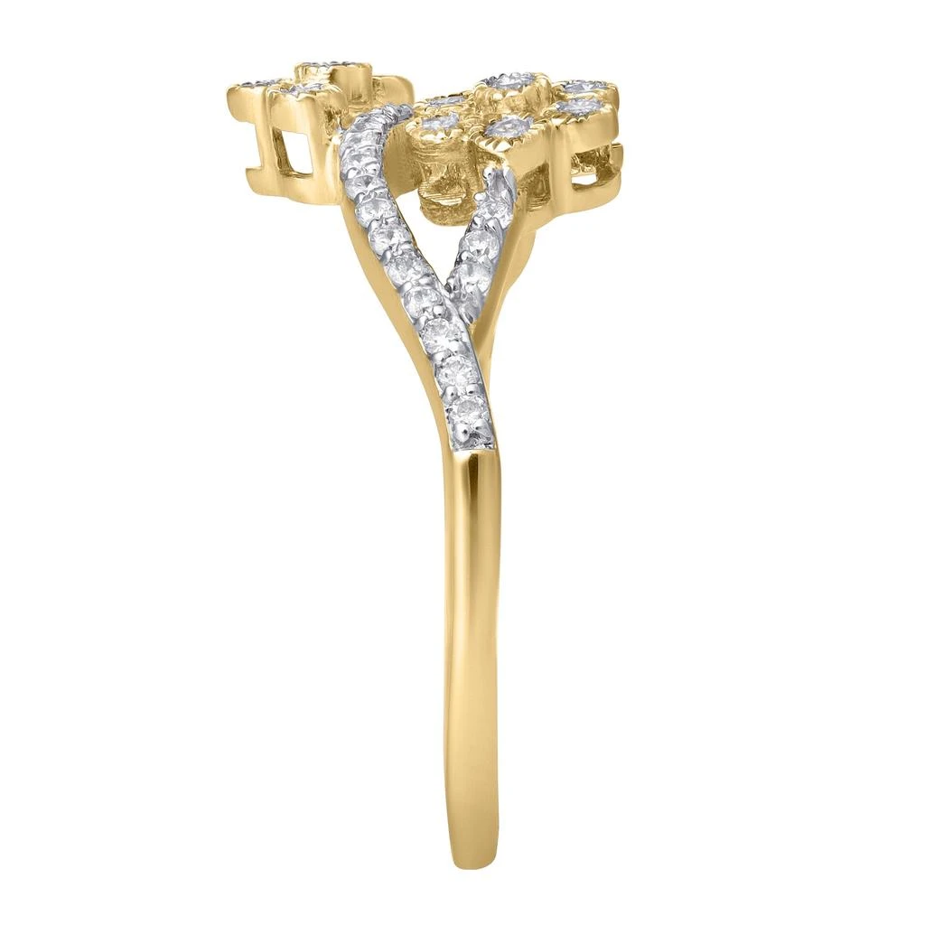 LuvMyJewelry Golden Blossom 0.30 Ct Natural Diamond 10K Gold Ring 3