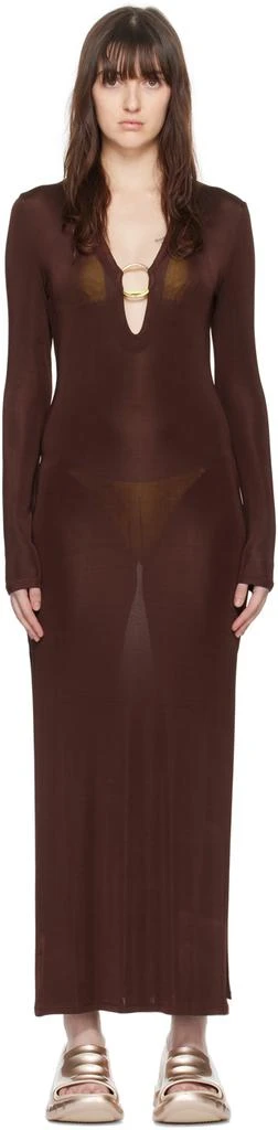 LOUISA BALLOU Brown Helios Maxi Dress 1