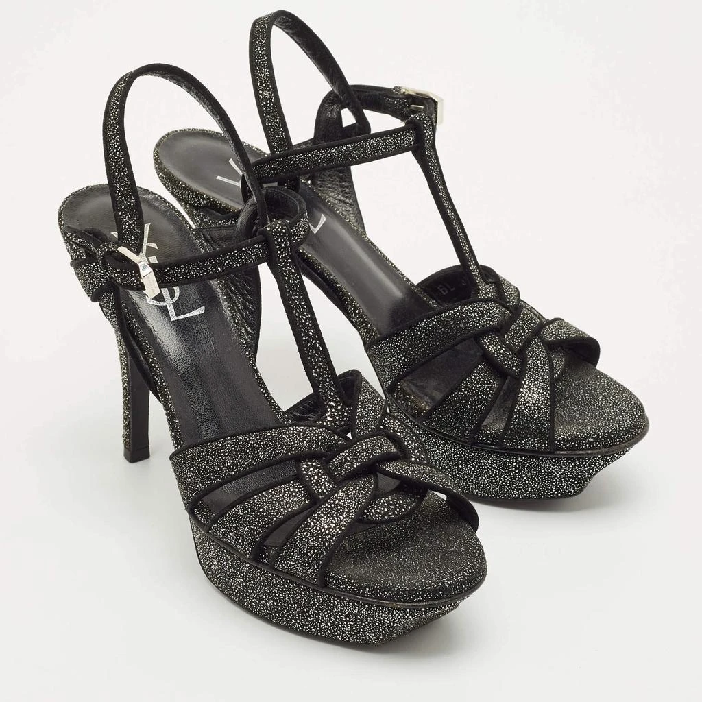Yves Saint Laurent Saint Laurent Black/Silver Suede Tribute Sandals Size 36 4