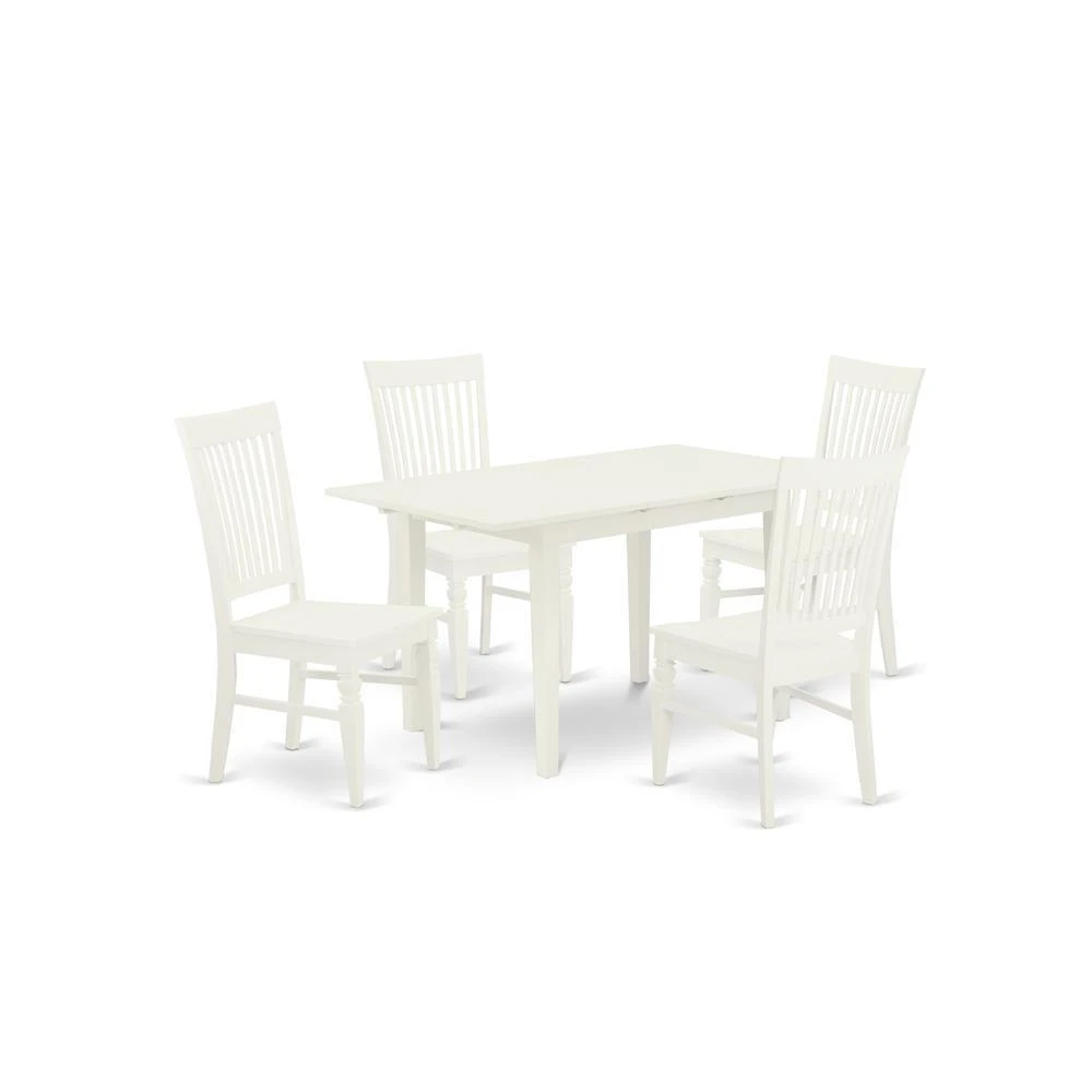 East West Furniture Dining Table- Dining Chairs, NOWE5-WHI-W 2