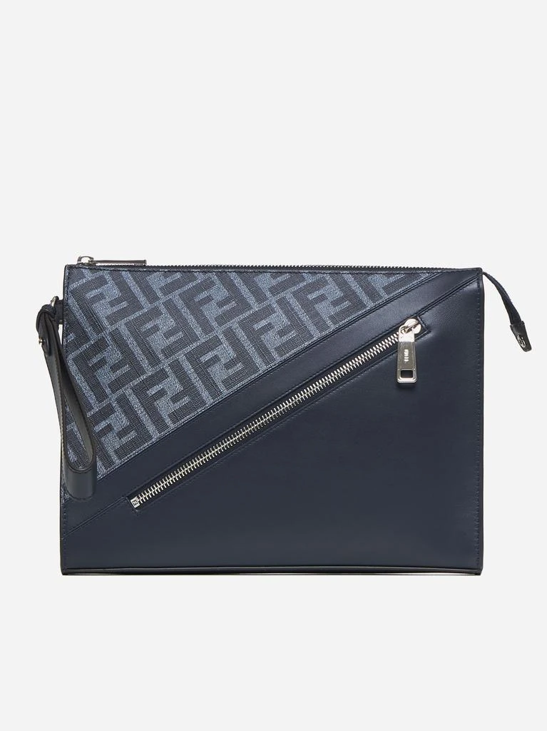 FENDI Leather and FF fabric clutch bag 1