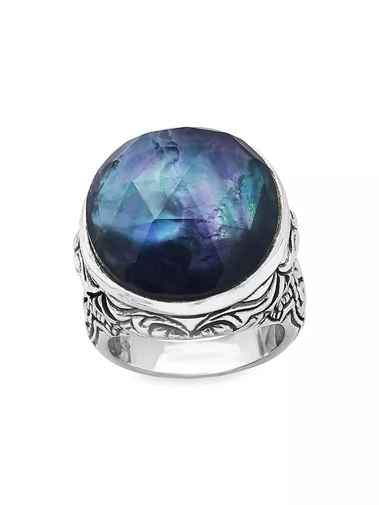 Stephen Dweck Garden Of Stephen Sterling Silver, Mother Of Pearl & Agate Doublet Ring 3