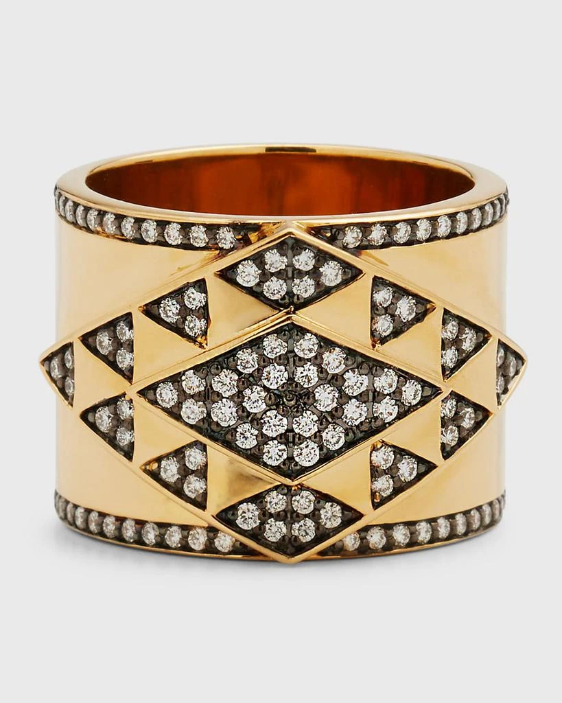 Harwell Godfrey 18K Yellow Gold Amina Cigar Band With Diamonds and Black Rhodium, Size 7 from Neiman Marcus