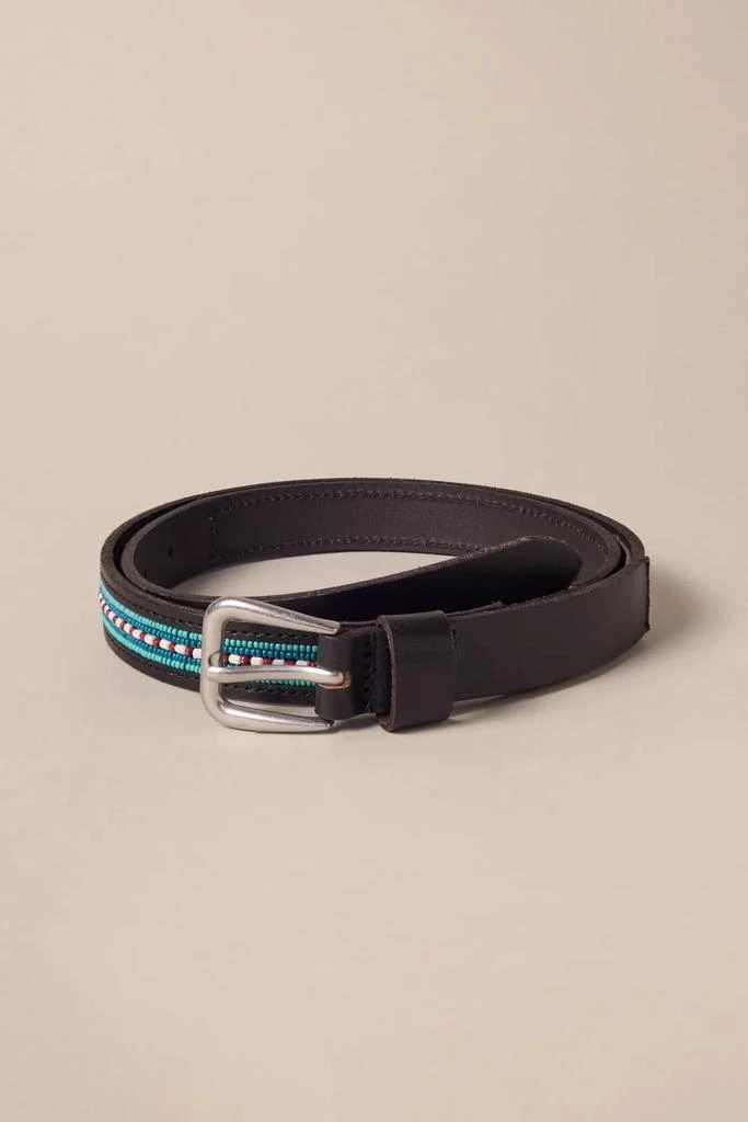 Shop Turquoise Beaded Leather Belt on Sale at BeyondStyle  display picture 1