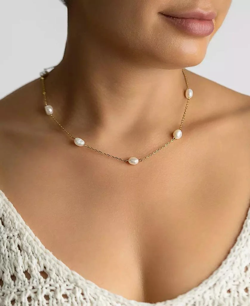 ADORNIA Tarnish Resistant 14K Gold-Plated Adjustable Station Cultured Freshwater Pearl Necklace 4