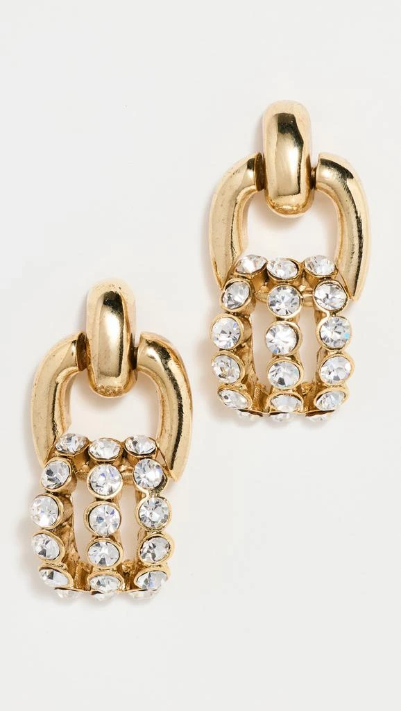 Oscar de la Renta Pave Drop Link Earrings 1