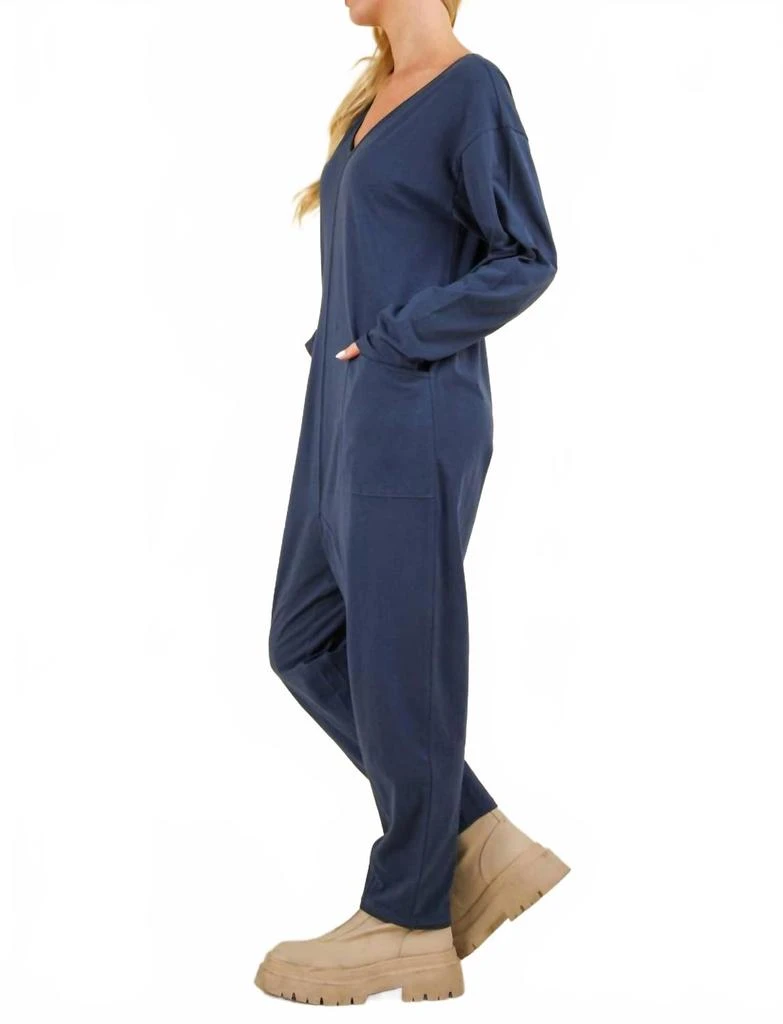 New In Solid Knit Baggy Jumpsuit In Blue 4