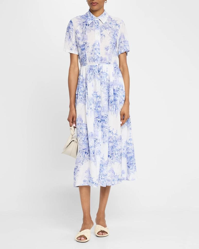 Evi Grintela Nellie Pleated Toile-Print Midi Shirtdress 2