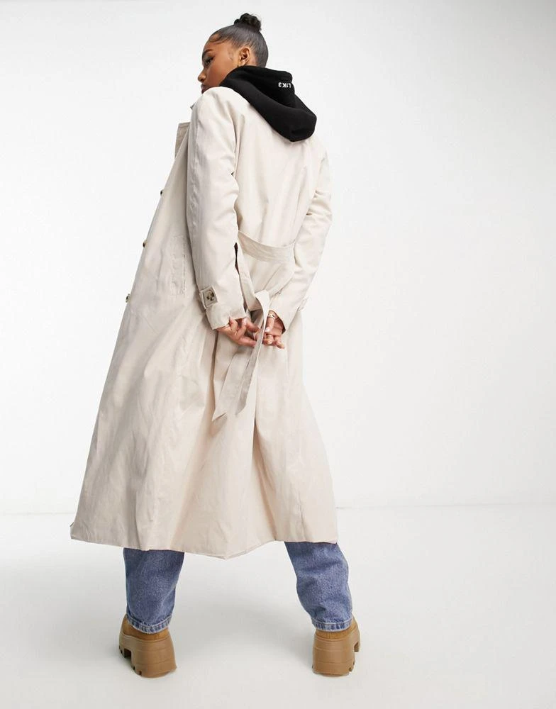 JDY JDY oversized trench coat in stone 4