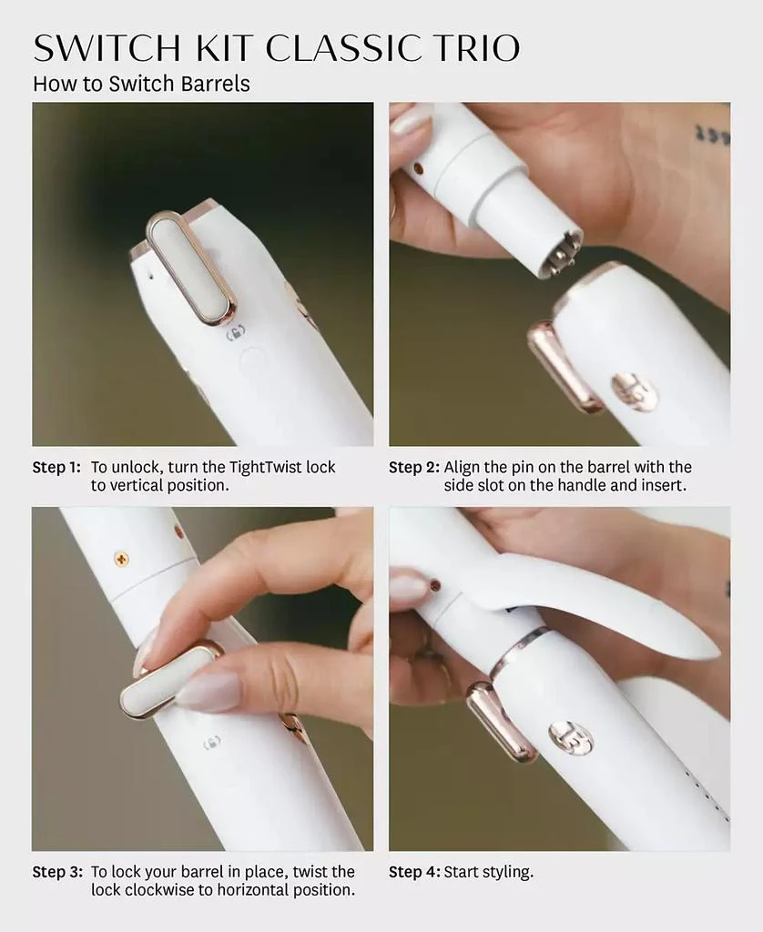 T3 Switch Kit Classic Trio Professional Interchangeable Curling Iron with 3 Ceramic ClipBarrels for Curling and Waving 10