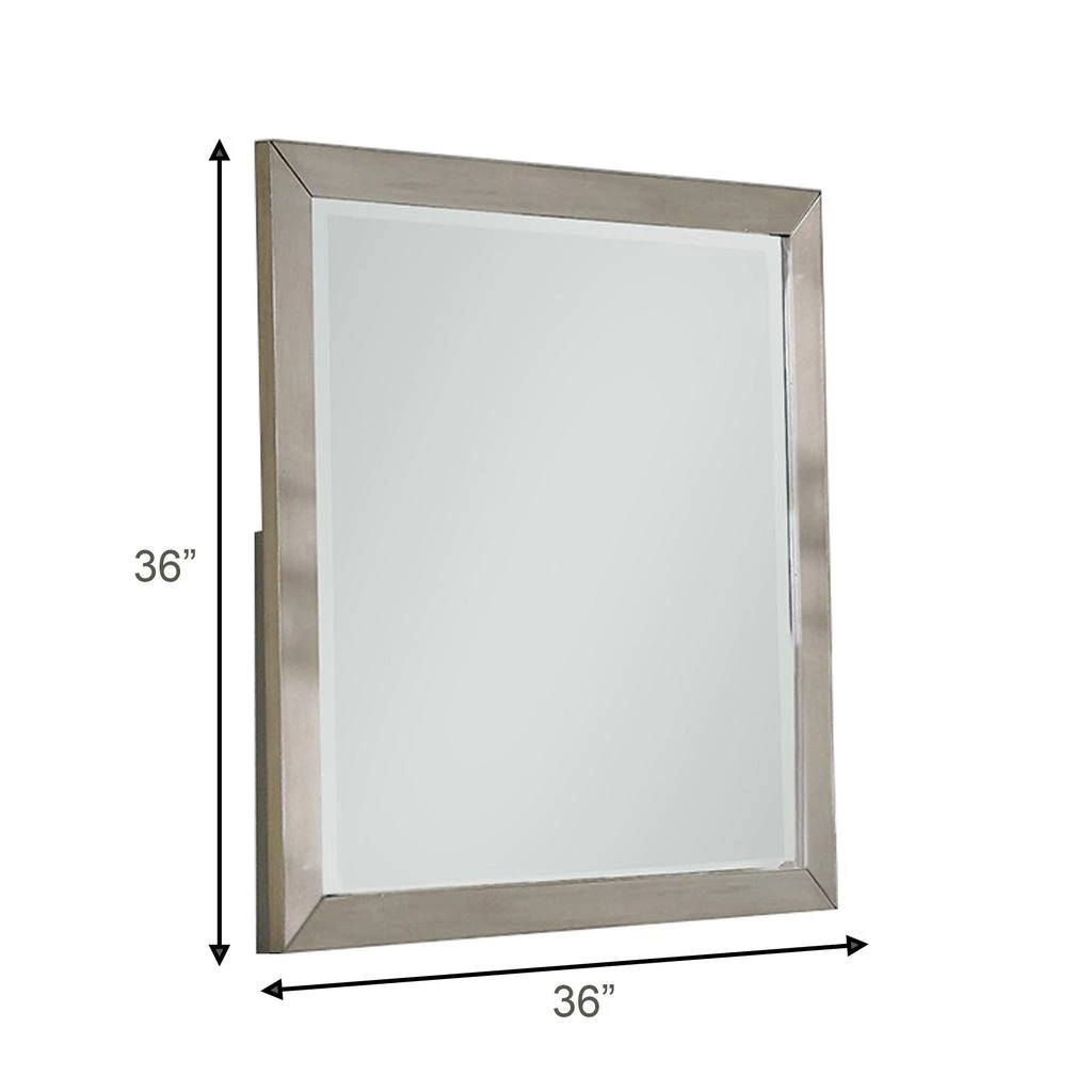 Hivvago Bran 36 x 36 Modern Square Dresser Mirror, Pine Wood, Light Brown 4