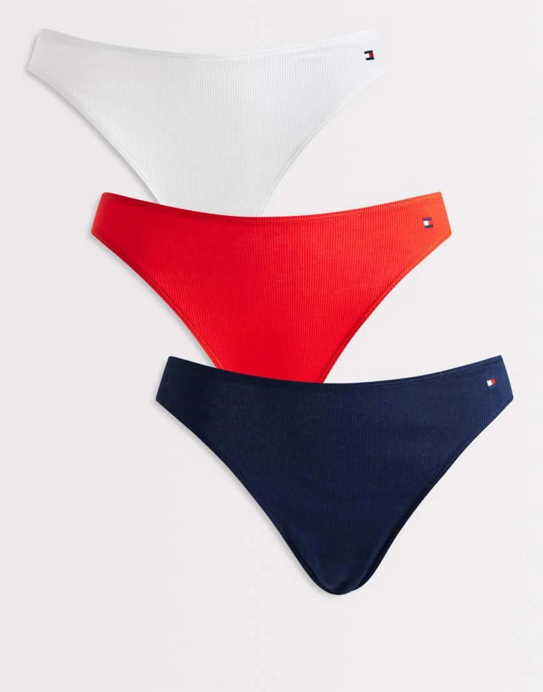 Tommy Hilfiger Tommy Hilfiger Flag 3 pack dipped bikini briefs in red/white/navy